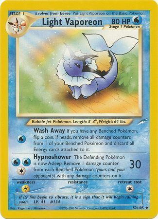 Light Vaporeon (52/105) [Neo Destiny Unlimited] | Shuffle n Cut Hobbies & Games