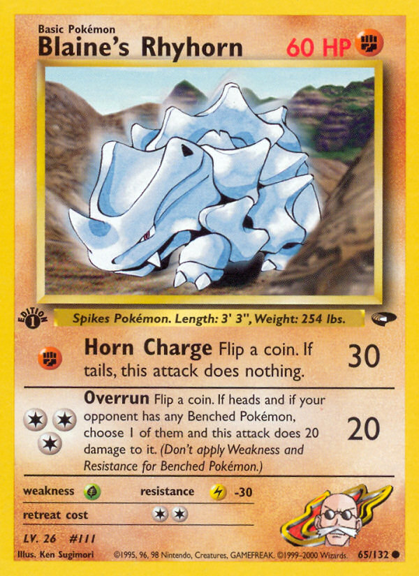 Blaine's Rhyhorn (65/132) [Gym Challenge 1st Edition] | Shuffle n Cut Hobbies & Games