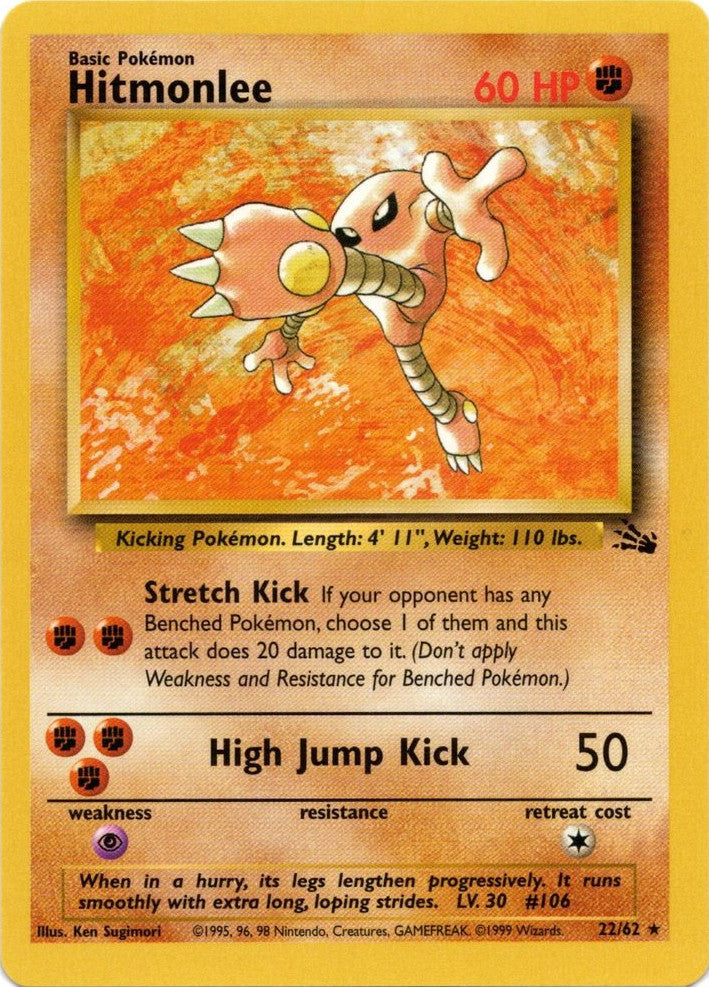 Hitmonlee (22/62) [Fossil Unlimited] | Shuffle n Cut Hobbies & Games