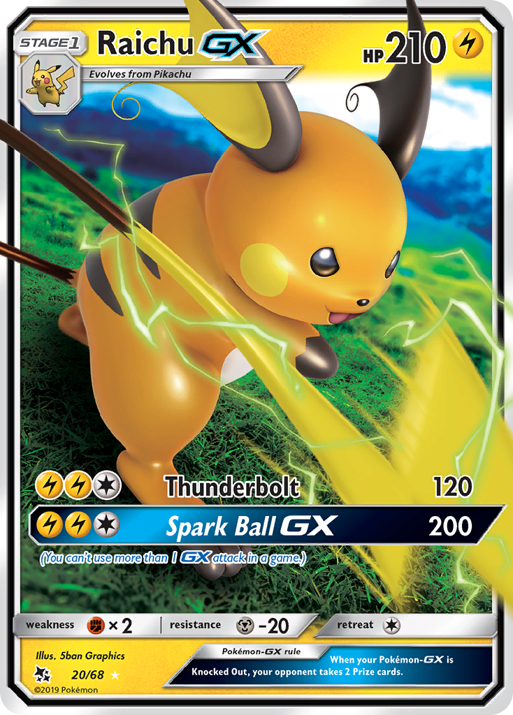 Raichu GX (20/68) [Sun & Moon: Hidden Fates] | Shuffle n Cut Hobbies & Games