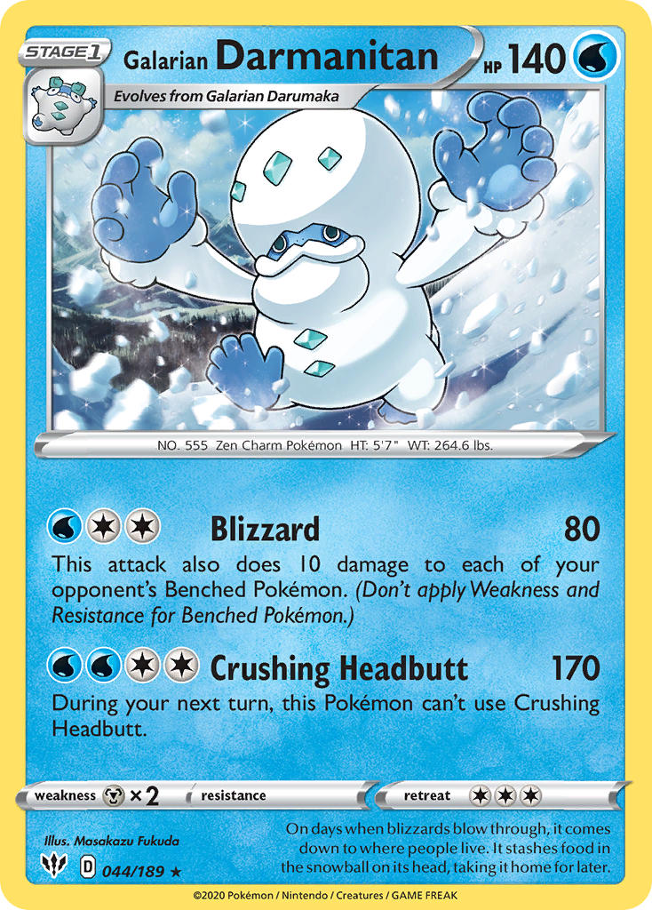 Galarian Darmanitan (044/189) (Cracked Ice Holo) (Theme Deck Exclusive) [Sword & Shield: Darkness Ablaze] | Shuffle n Cut Hobbies & Games