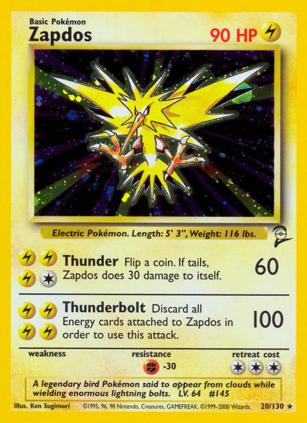 Zapdos (20/130) [Base Set 2] | Shuffle n Cut Hobbies & Games