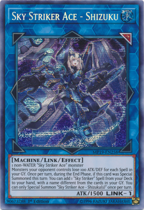 Sky Striker Ace - Shizuku [MP19-EN258] Prismatic Secret Rare | Shuffle n Cut Hobbies & Games