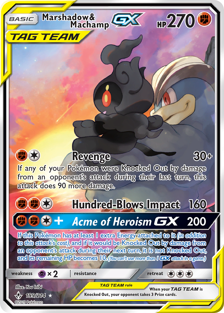 Marshadow & Machamp GX (199/214) [Sun & Moon: Unbroken Bonds] | Shuffle n Cut Hobbies & Games