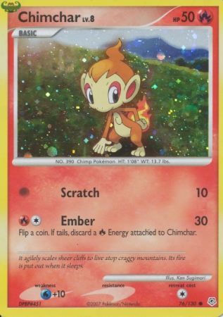 Chimchar (76/130) (Cosmos Holo) [Diamond & Pearl: Base Set] | Shuffle n Cut Hobbies & Games