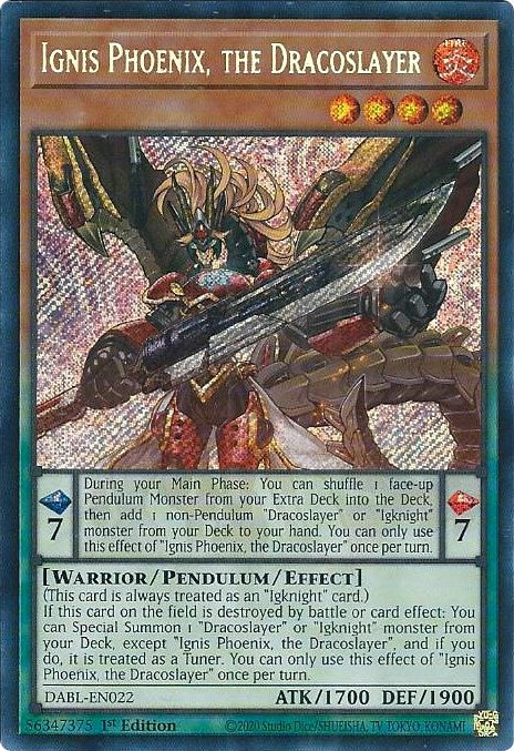 Ignis Phoenix, the Dracoslayer [DABL-EN022] Secret Rare | Shuffle n Cut Hobbies & Games