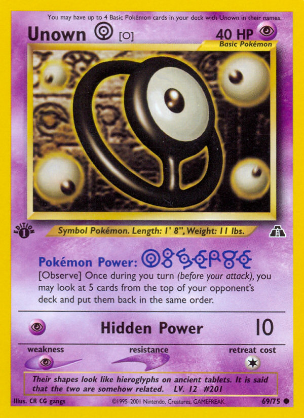 Unown [O] (69/75) [Neo Discovery 1st Edition] | Shuffle n Cut Hobbies & Games