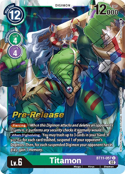 Titamon [BT11-057] [Dimensional Phase Pre-Release Promos] | Shuffle n Cut Hobbies & Games