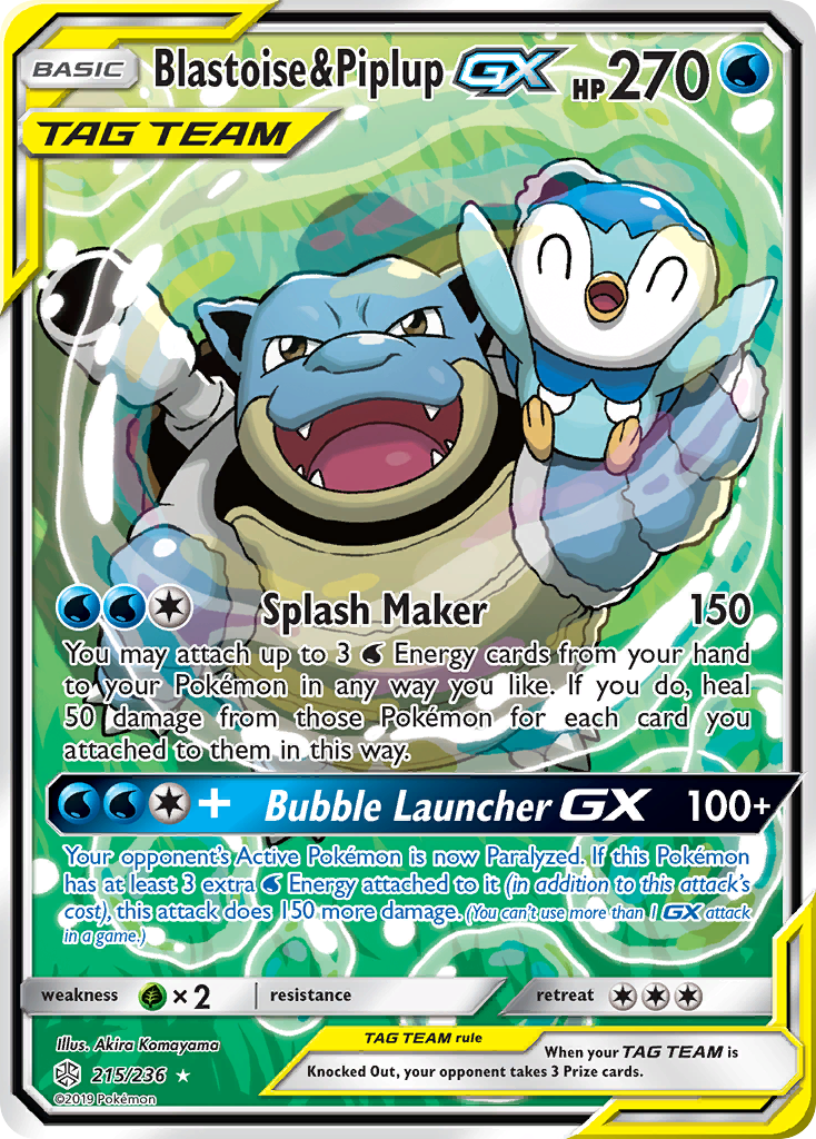 Blastoise & Piplup GX (215/236) [Sun & Moon: Cosmic Eclipse] | Shuffle n Cut Hobbies & Games