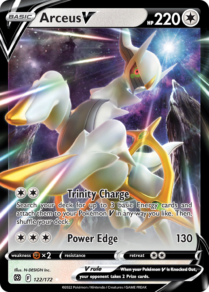 Arceus V (122/172) (Metal Card) [Sword & Shield: Brilliant Stars] | Shuffle n Cut Hobbies & Games