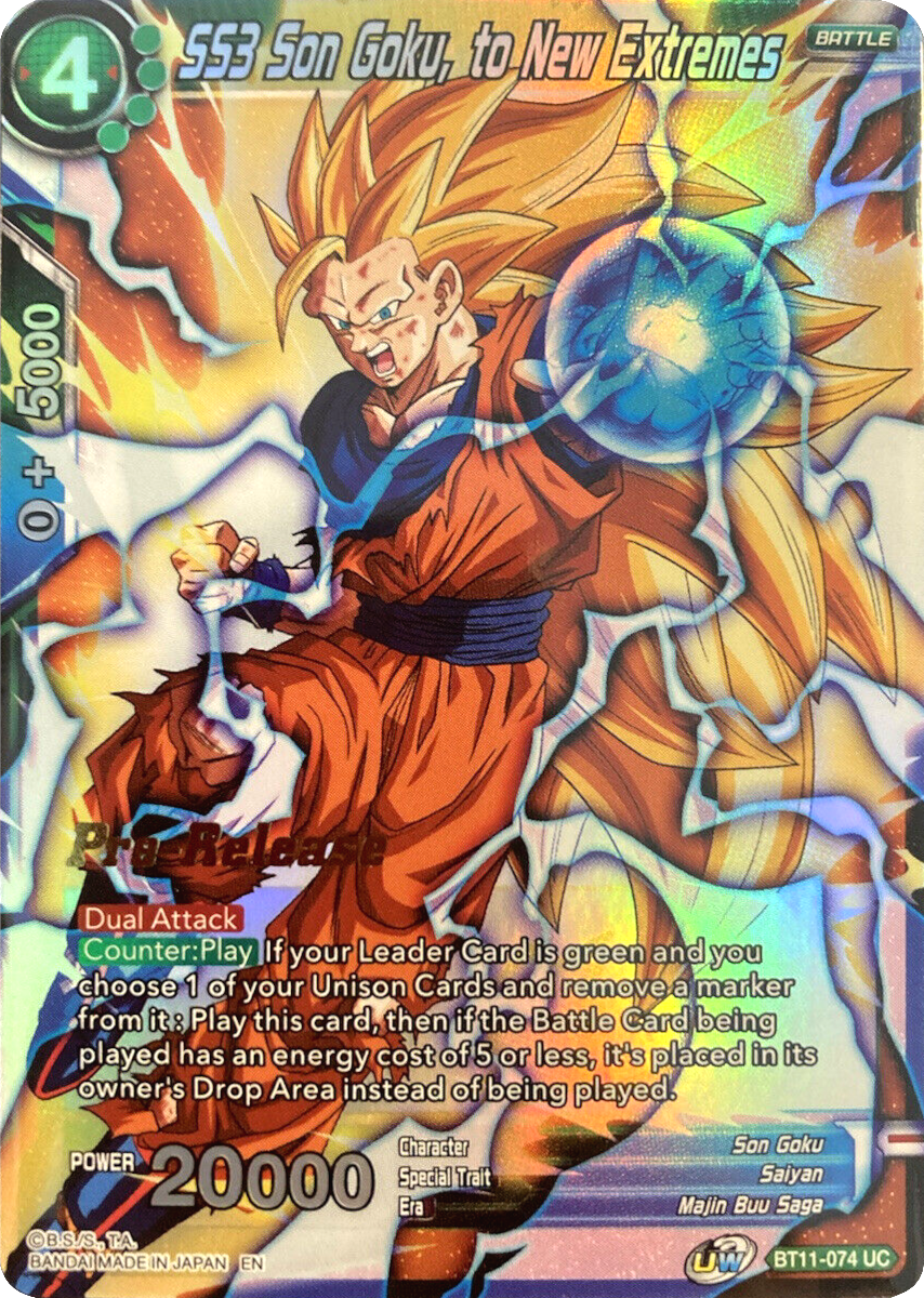 SS3 Son Goku, to New Extremes (BT11-074) [Vermilion Bloodline Prerelease Promos] | Shuffle n Cut Hobbies & Games