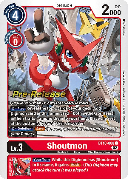 Shoutmon [BT10-008] [Xros Encounter Pre-Release Cards] | Shuffle n Cut Hobbies & Games