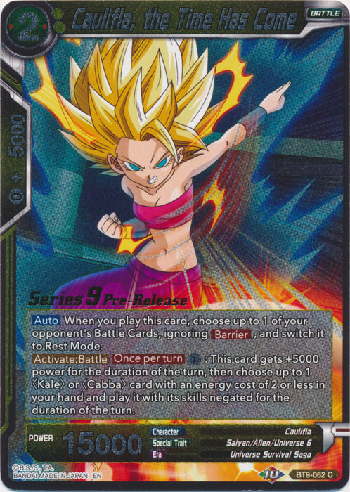 Caulifla, the Time Has Come (BT9-062) [Universal Onslaught Prerelease Promos] | Shuffle n Cut Hobbies & Games