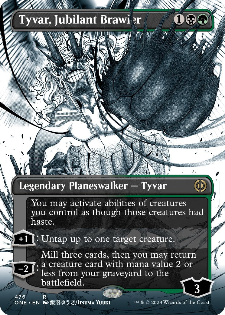 Tyvar, Jubilant Brawler (Borderless Manga Step-and-Compleat Foil) [Phyrexia: All Will Be One] | Shuffle n Cut Hobbies & Games