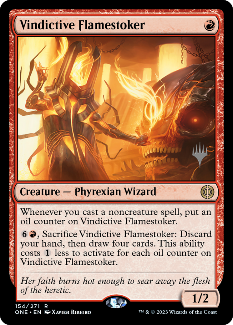 Vindictive Flamestoker (Promo Pack) [Phyrexia: All Will Be One Promos] | Shuffle n Cut Hobbies & Games