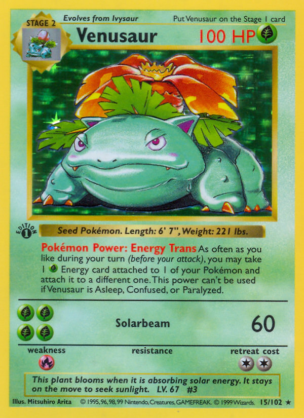 Venusaur (15/102) (Shadowless) [Base Set 1st Edition] | Shuffle n Cut Hobbies & Games