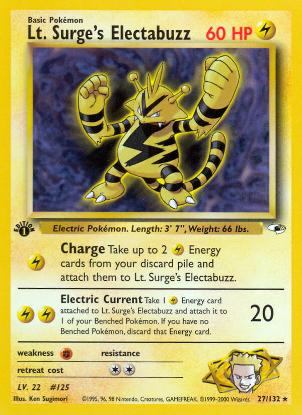 Lt. Surge's Electabuzz (27/132) [Gym Heroes 1st Edition] | Shuffle n Cut Hobbies & Games