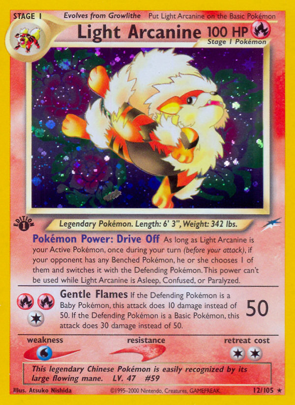 Light Arcanine (12/105) [Neo Destiny 1st Edition] | Shuffle n Cut Hobbies & Games