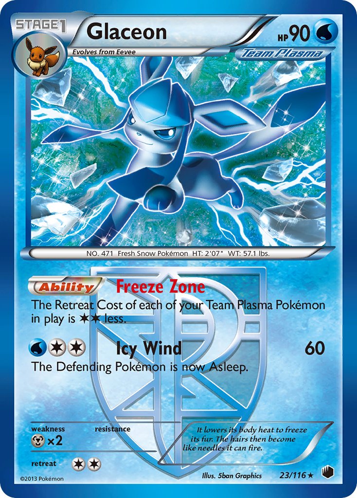 Glaceon (23/116) (Theme Deck Exclusive) [Black & White: Plasma Freeze] | Shuffle n Cut Hobbies & Games