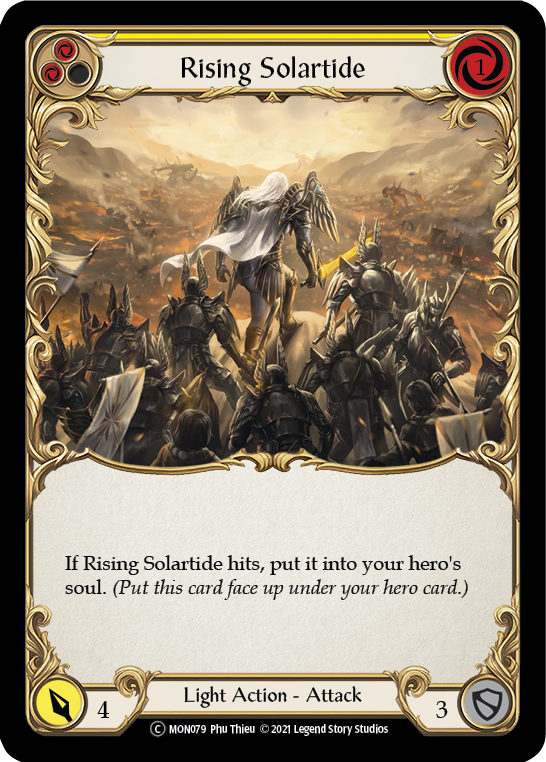 Rising Solartide (Yellow) [U-MON079-RF] Unlimited Rainbow Foil | Shuffle n Cut Hobbies & Games