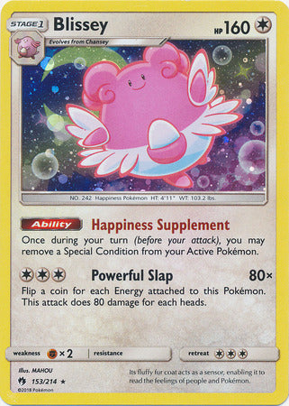 Blissey (153/214) (Cosmos Holo) [Sun & Moon: Lost Thunder] | Shuffle n Cut Hobbies & Games