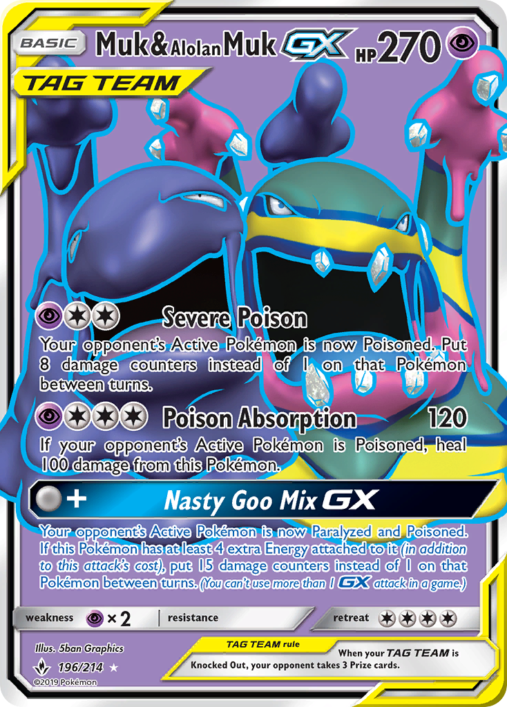 Muk & Alolan Muk GX (196/214) [Sun & Moon: Unbroken Bonds] | Shuffle n Cut Hobbies & Games