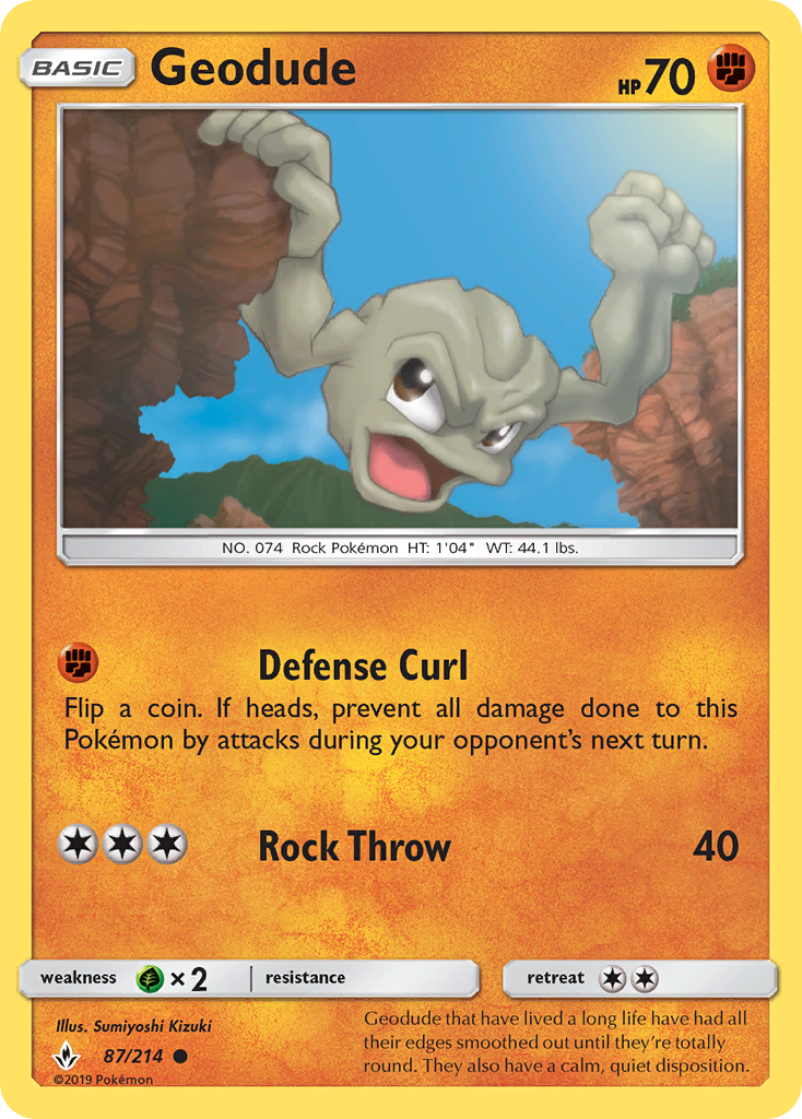 Geodude (87/214) [Sun & Moon: Unbroken Bonds] | Shuffle n Cut Hobbies & Games