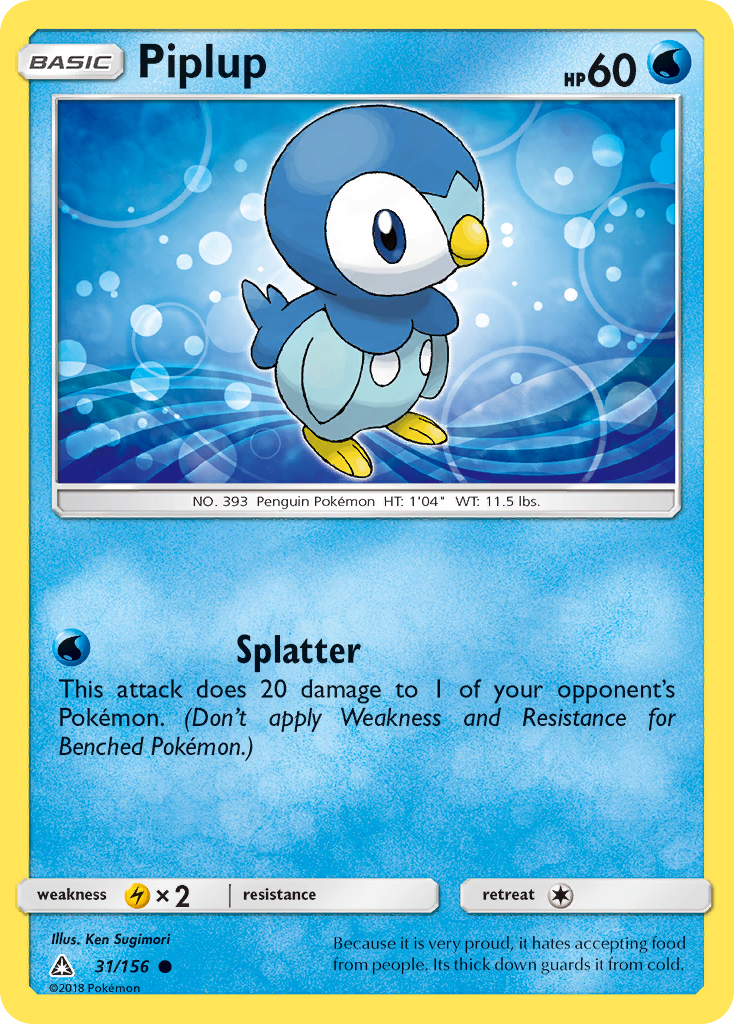 Piplup (31/156) [Sun & Moon: Ultra Prism] | Shuffle n Cut Hobbies & Games