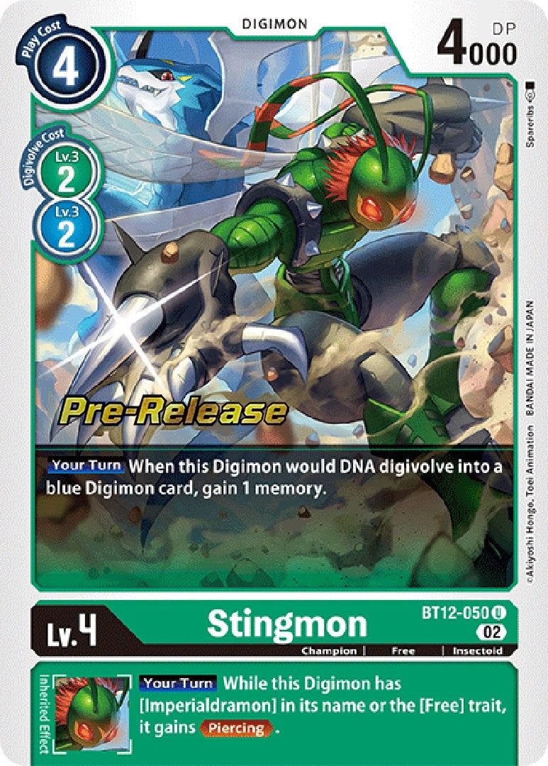 Stingmon [BT12-050] [Across Time Pre-Release Cards] | Shuffle n Cut Hobbies & Games