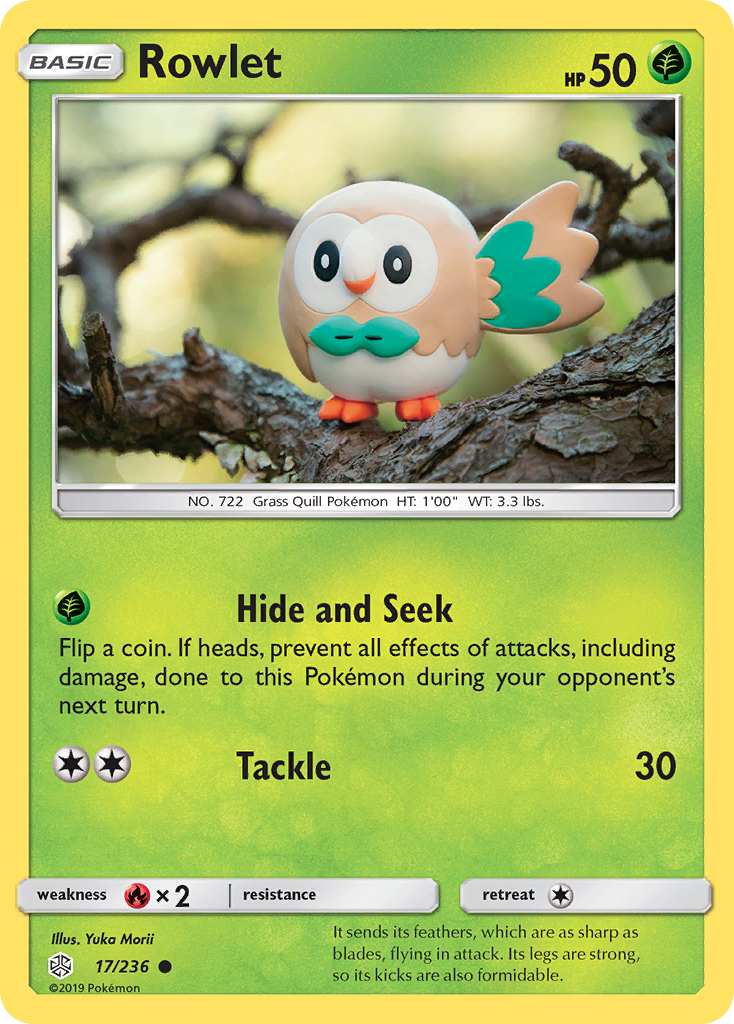 Rowlet (17/236) [Sun & Moon: Cosmic Eclipse] | Shuffle n Cut Hobbies & Games