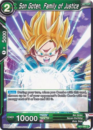 Son Goten, Family of Justice [BT1-063] | Shuffle n Cut Hobbies & Games