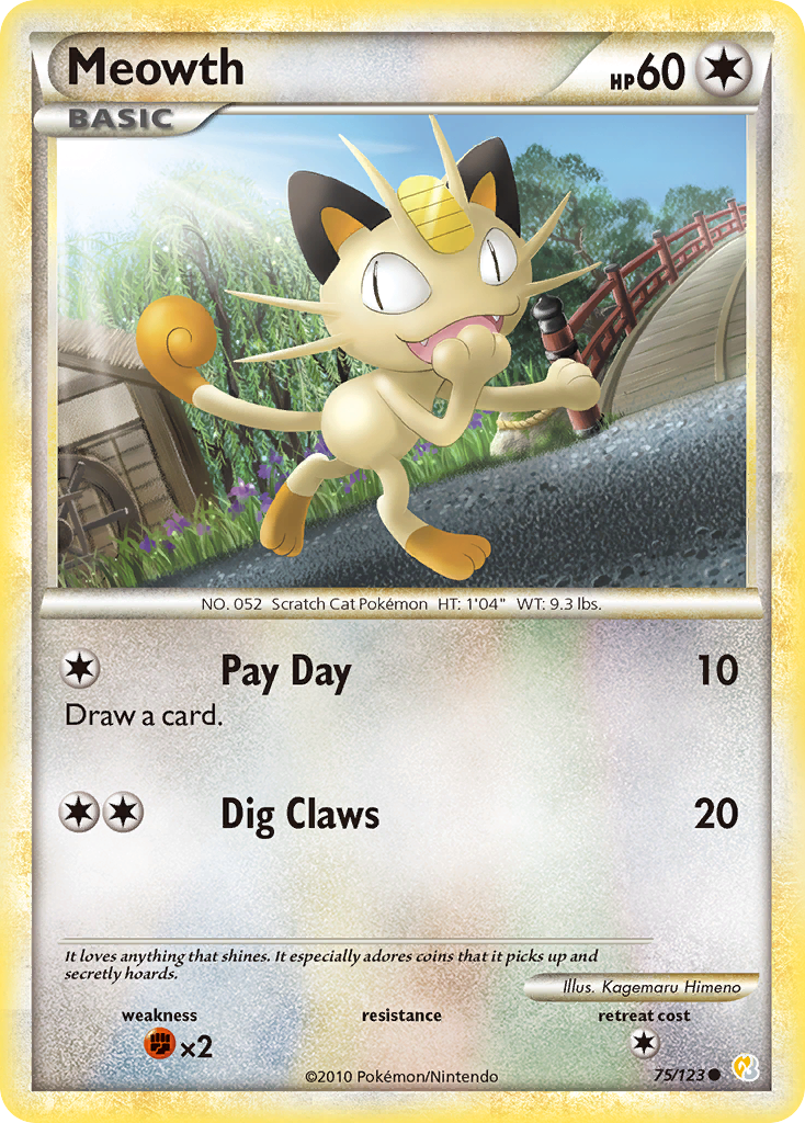 Meowth (75/123) [HeartGold & SoulSilver: Base Set] | Shuffle n Cut Hobbies & Games