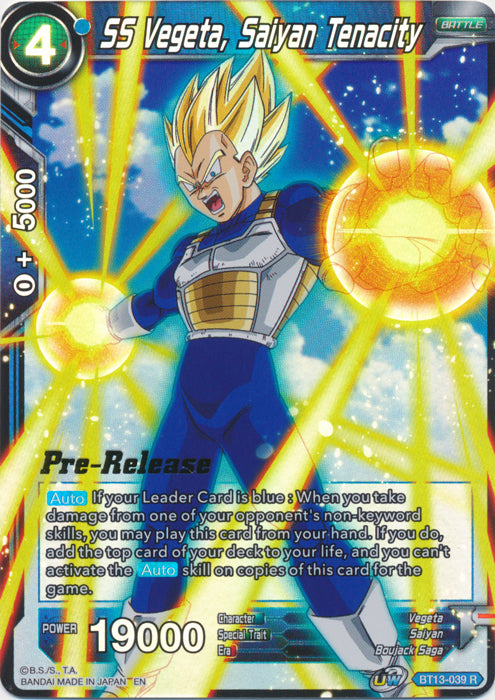 SS Vegeta, Saiyan Tenacity (BT13-039) [Supreme Rivalry Prerelease Promos] | Shuffle n Cut Hobbies & Games