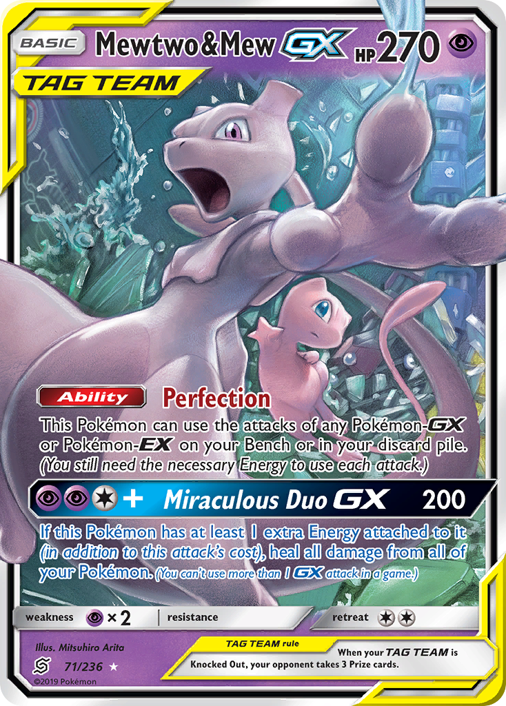 Mewtwo & Mew GX (71/236) [Sun & Moon: Unified Minds] | Shuffle n Cut Hobbies & Games