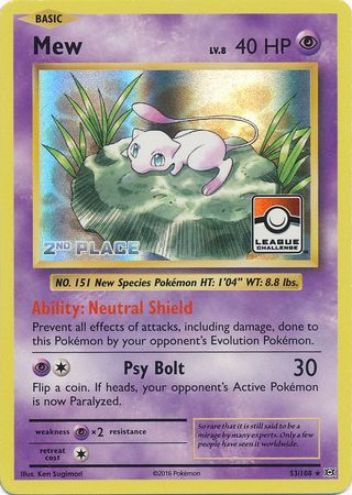 Mew (53/108) (League Promo 2nd Place) [XY: Evolutions] | Shuffle n Cut Hobbies & Games