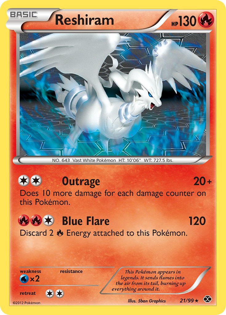 Reshiram (21/99) (Theme Deck Exclusive) [Black & White: Next Destinies] | Shuffle n Cut Hobbies & Games