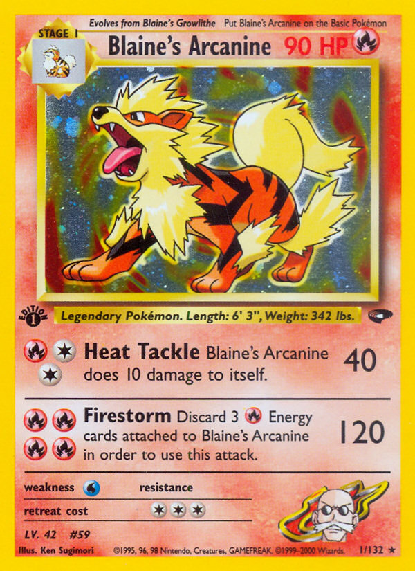 Blaine's Arcanine (1/132) [Gym Challenge 1st Edition] | Shuffle n Cut Hobbies & Games