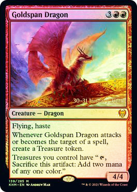 Goldspan Dragon [Kaldheim Prerelease Promos] | Shuffle n Cut Hobbies & Games