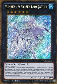 Number 21: Frozen Lady Justice [PGL2-EN018] Gold Secret Rare | Shuffle n Cut Hobbies & Games