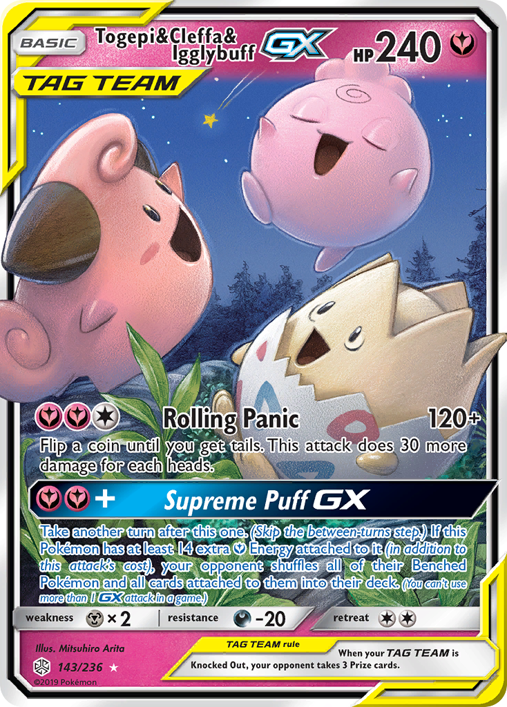 Togepi & Cleffa & Igglybuff GX (143/236) [Sun & Moon: Cosmic Eclipse] | Shuffle n Cut Hobbies & Games