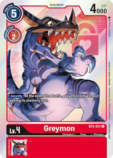 Greymon [BT3-011] (Buy-A-Box Promo) [Release Special Booster Ver.1.5 Promos] | Shuffle n Cut Hobbies & Games