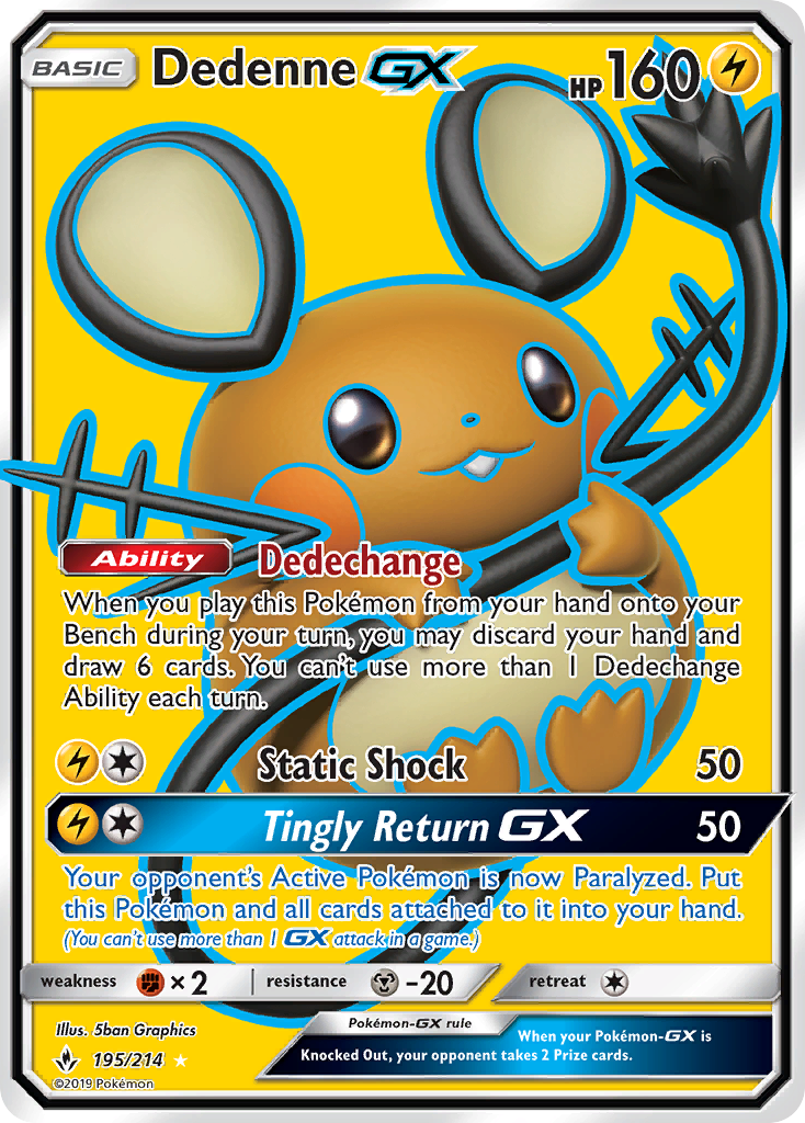 Dedenne GX (195/214) [Sun & Moon: Unbroken Bonds] | Shuffle n Cut Hobbies & Games