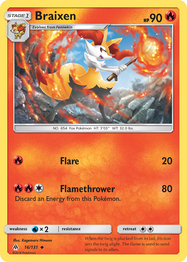 Braixen (16/131) [Sun & Moon: Forbidden Light] | Shuffle n Cut Hobbies & Games