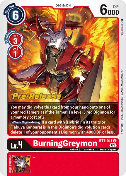 BurningGreymon [BT7-011] [Next Adventure Pre-Release Cards] | Shuffle n Cut Hobbies & Games