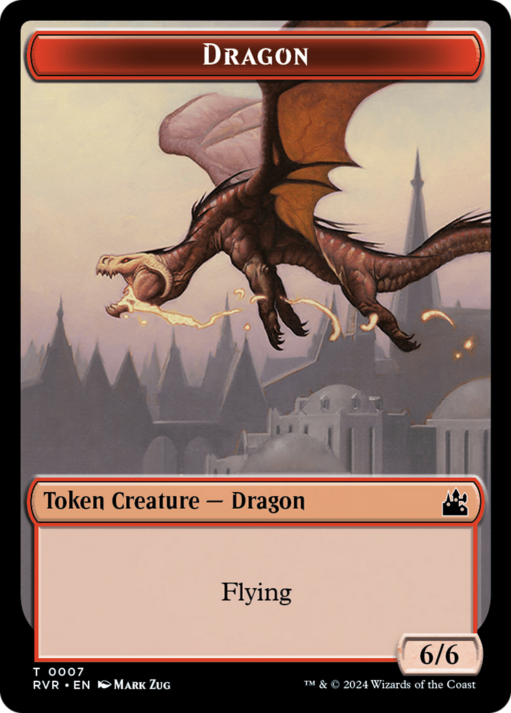 Spirit (0018) // Dragon Double-Sided Token [Ravnica Remastered Tokens] | Shuffle n Cut Hobbies & Games