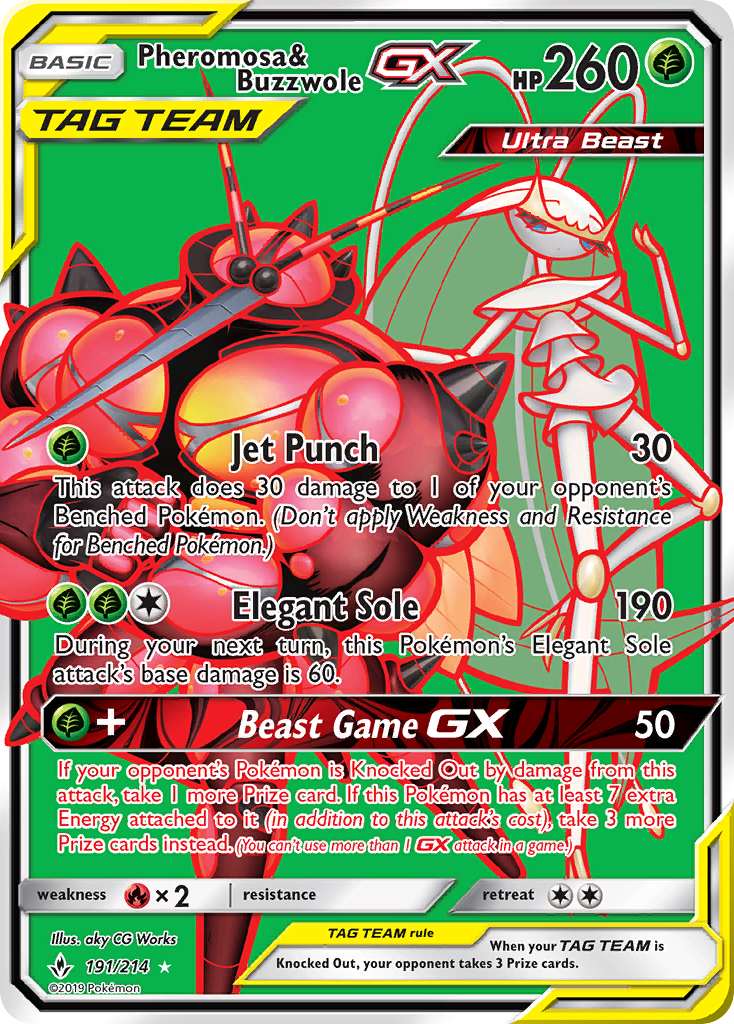 Pheromosa & Buzzwole GX (191/214) [Sun & Moon: Unbroken Bonds] | Shuffle n Cut Hobbies & Games