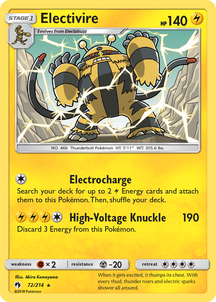 Electivire (72/214) [Sun & Moon: Lost Thunder] | Shuffle n Cut Hobbies & Games