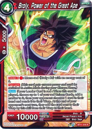 Broly, Power of the Great Ape [BT11-016] | Shuffle n Cut Hobbies & Games