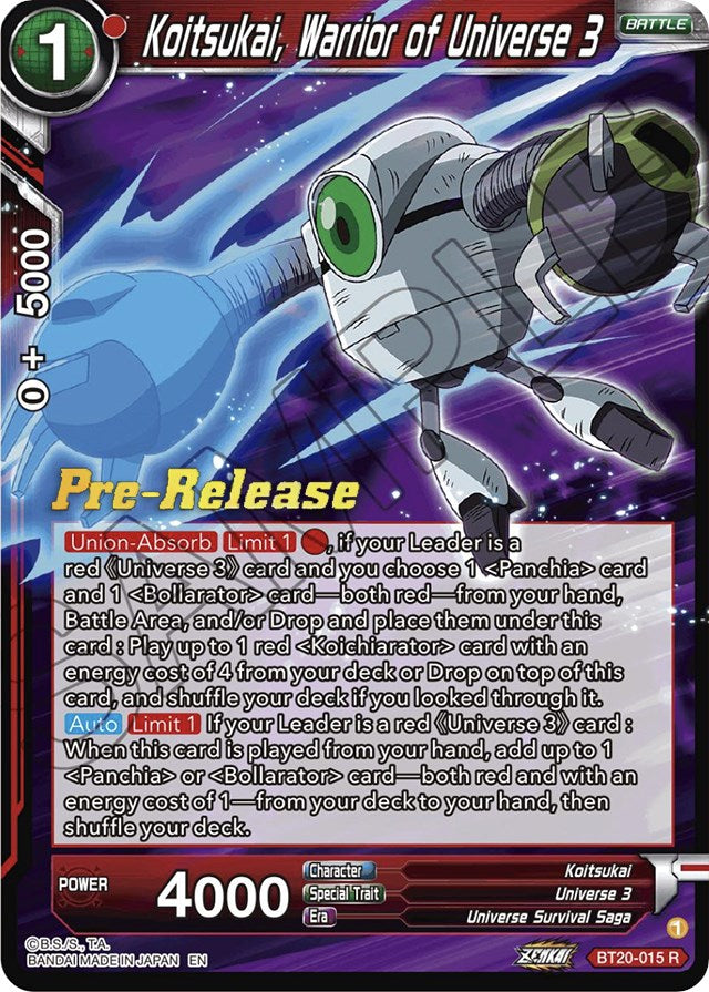 Koitsukai, Warrior of Universe 3 (BT20-015) [Power Absorbed Prerelease Promos] | Shuffle n Cut Hobbies & Games