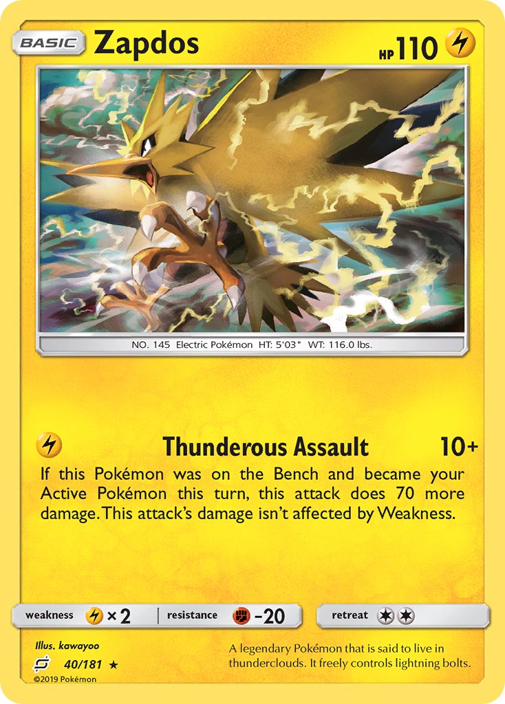 Zapdos (40/181) (Theme Deck Exclusive) [Sun & Moon: Team Up] | Shuffle n Cut Hobbies & Games